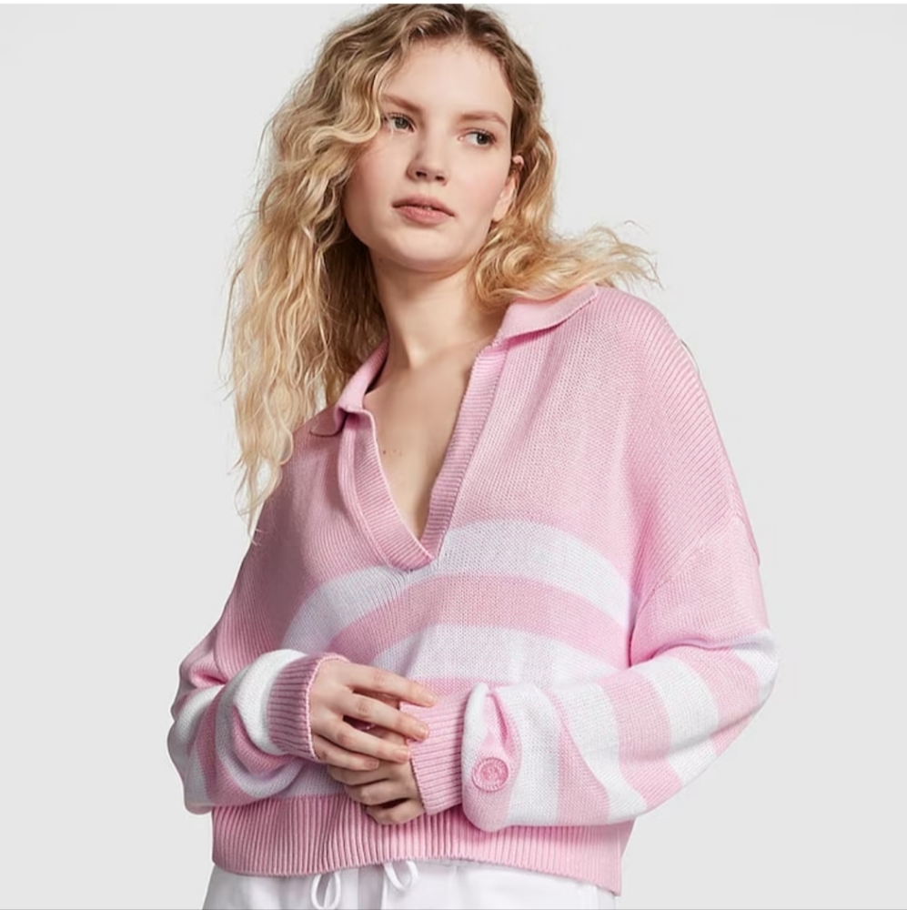 PINK Victoria's Secret Spring Orchard V Neck Knit Sweater